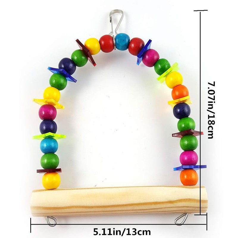 Litewoo Colorful Wooden Bird Swing Toy Wood Parrot Perch Stand Play Gym for Small Parakeets Budgies Cockatiels Conures Cage Accessories Swings to Balance Exercise Training - Image 2